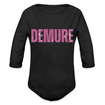 Demure - Organic Long Sleeve Baby Bodysuit - black - Front