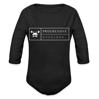 Progressive Overload Bench Press - Organic Long Sleeve Baby Bodysuit - black - Front