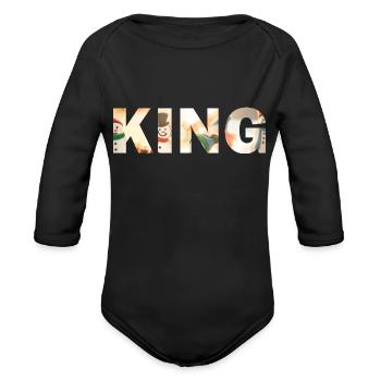 KING - Organic Long Sleeve Baby Bodysuit - black - Front