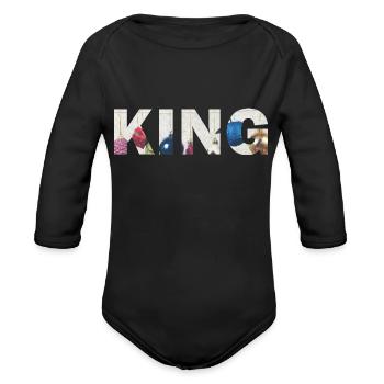 KING - Organic Long Sleeve Baby Bodysuit - black - Front