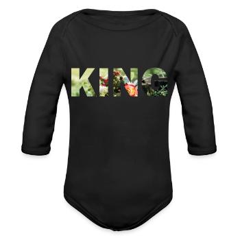KING - Organic Long Sleeve Baby Bodysuit - black - Front