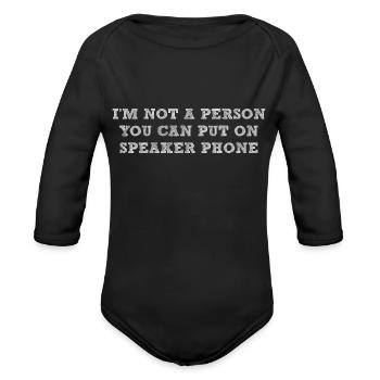 NOT PERSON ON SPEAKER PHONE - Organic Long Sleeve Baby Bodysuit - black - Front