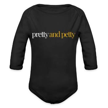 Pretty And Petty - Organic Long Sleeve Baby Bodysuit - black - Front