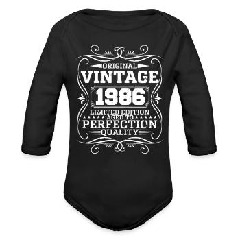 Vintage 1986 Original Limited Edition - Organic Long Sleeve Baby Bodysuit - black - Front
