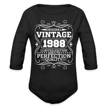 Vintage 1988 Original Limited Edition - Organic Long Sleeve Baby Bodysuit - black - Front