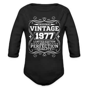 Vintage 1977 Original Limited Edition - Organic Long Sleeve Baby Bodysuit - black - Front