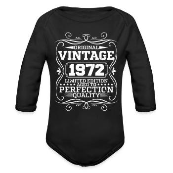 Vintage 1972 Original Limited Edition - Organic Long Sleeve Baby Bodysuit - black - Front