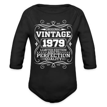 Vintage 1979 Original Limited Edition - Organic Long Sleeve Baby Bodysuit - black - Front