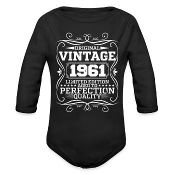 Vintage 1961 Original Limited Edition - Organic Long Sleeve Baby Bodysuit - black - Front