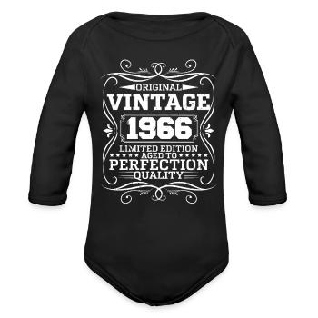 Vintage 1966 Original Limited Edition - Organic Long Sleeve Baby Bodysuit - black - Front