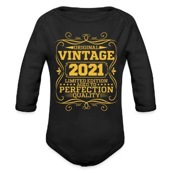 Vintage 2021 Original Limited Edition - Organic Long Sleeve Baby Bodysuit - black - Front