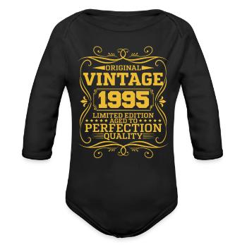 Vintage 1995 Original Limited Edition - Organic Long Sleeve Baby Bodysuit - black - Front