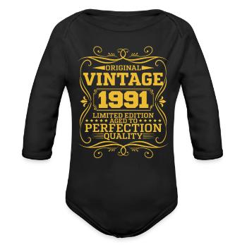 Vintage 1991 Original Limited Edition - Organic Long Sleeve Baby Bodysuit - black - Front