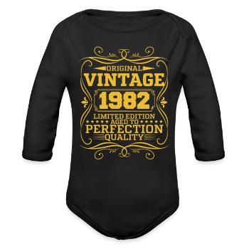 Vintage 1982 Original Limited Edition - Organic Long Sleeve Baby Bodysuit - black - Front