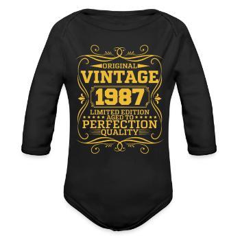 Vintage 1987 Original Limited Edition - Organic Long Sleeve Baby Bodysuit - black - Front