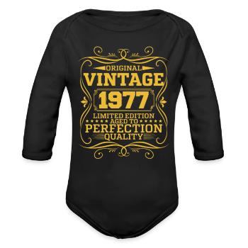 Vintage 1977 Original Limited Edition - Organic Long Sleeve Baby Bodysuit - black - Front