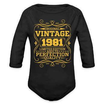 Vintage 1981 Original Limited Edition - Organic Long Sleeve Baby Bodysuit - black - Front