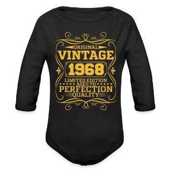 Vintage 1968 Original Limited Edition - Organic Long Sleeve Baby Bodysuit - black - Front