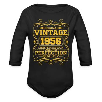 Vintage 1956 Original Limited Edition - Organic Long Sleeve Baby Bodysuit - black - Front