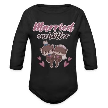 Married Eachotter - Organic Long Sleeve Baby Bodysuit - black - Front