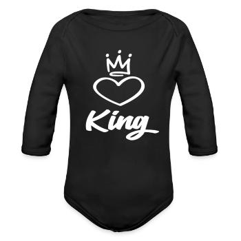 King - Organic Long Sleeve Baby Bodysuit - black - Front
