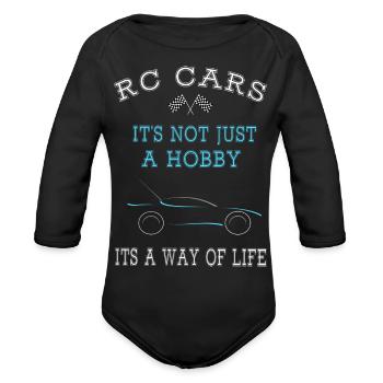 Radio Car Remote Controlled Rc Car - Organic Long Sleeve Baby Bodysuit - black - Front