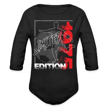 Limited Edition 1975 Limited Edition Football - Organic Long Sleeve Baby Bodysuit - black - Front
