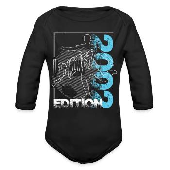 Limited Edition 2002 Limited Edition Football - Organic Long Sleeve Baby Bodysuit - black - Front