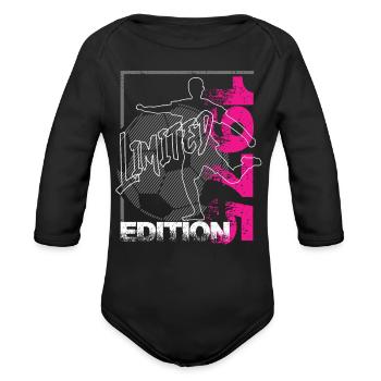 Limited Edition 1975 Limited Edition Football - Organic Long Sleeve Baby Bodysuit - black - Front
