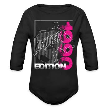Limited Edition 1990 Limited Edition Football - Organic Long Sleeve Baby Bodysuit - black - Front