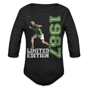 Limited Edition 1987 Limited Edition Tennis - Organic Long Sleeve Baby Bodysuit - black - Front