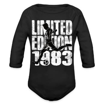 Limited Edition 1983 Limited Edition Soccer - Organic Long Sleeve Baby Bodysuit - black - Front