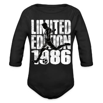 Limited Edition 1986 Limited Edition Soccer - Organic Long Sleeve Baby Bodysuit - black - Front