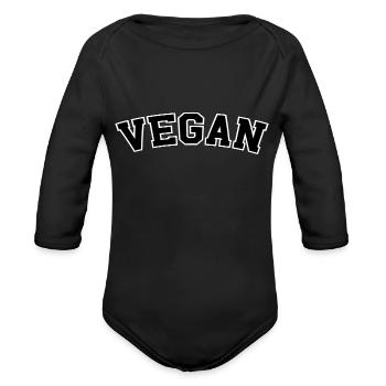 DESIGNVegan trending - Organic Long Sleeve Baby Bodysuit - black - Front