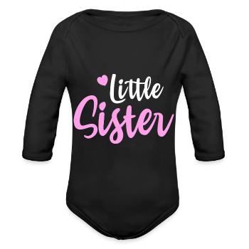 Little Sister - Organic Long Sleeve Baby Bodysuit - black - Front