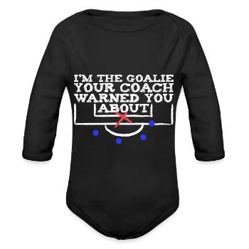 Soccer Goalkeeper - Organic Long Sleeve Baby Bodysuit - black - Front