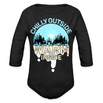 Chilly Outside Warm Inside Keep The Cold Out - Organic Long Sleeve Baby Bodysuit - black - Front