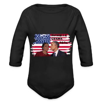 Michelle Obama For President 2024 - Organic Long Sleeve Baby Bodysuit - black - Front