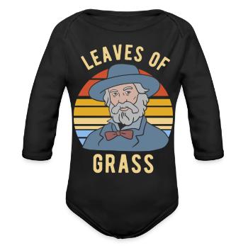 Walt Whitman Leaves Of Grass - Organic Long Sleeve Baby Bodysuit - black - Front