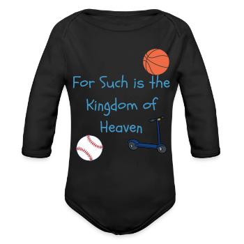 For Such Is The Kingdom of Heaven- Boys - Organic Long Sleeve Baby Bodysuit - black - Front