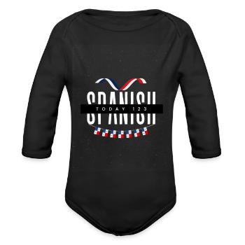 Spanish Today 123 - Organic Long Sleeve Baby Bodysuit - black - Front