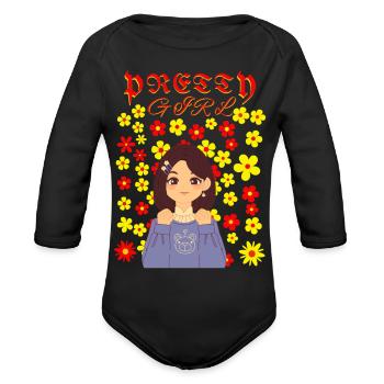 PRETTY GIRL3 - Organic Long Sleeve Baby Bodysuit - black - Front
