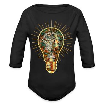 L’ampoule dans le cerveau - Cache-couche à manches longues bio - noir - Devant