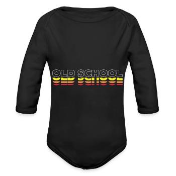 Old School Funny Vintage Sunset Old School - Organic Long Sleeve Baby Bodysuit - black - Front