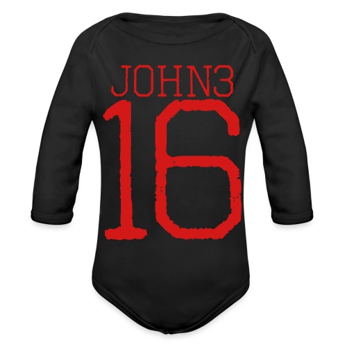 john 3:16 bible verse - Organic Long Sleeve Baby Bodysuit