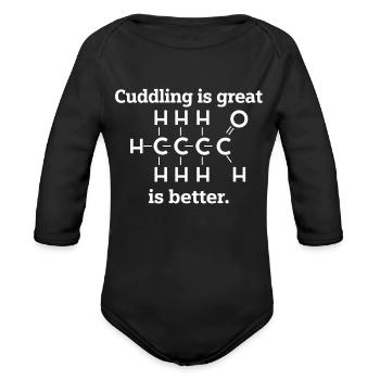 Cuddling Great Carbon Nerd Chemistry Geek Love Cou - Organic Long Sleeve Baby Bodysuit - black - Front