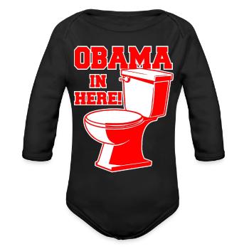 Obama In Here - Unique design - Organic Long Sleeve Baby Bodysuit - black - Front