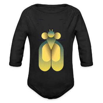 Geometric Insect - Organic Long Sleeve Baby Bodysuit - black - Front