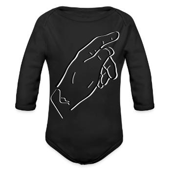 Pointing Hand - Organic Long Sleeve Baby Bodysuit - black - Front