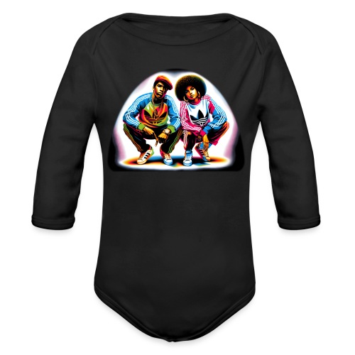 AI 1980s B-Boy & FlyGirl Airbrushed Style - Organic Long Sleeve Baby Bodysuit